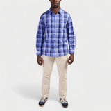 Jeep Mens Yarn Dye Check Shirt In Sky Blue