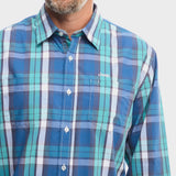 Jeep Yarndye Check Shirt In Blue Multi