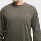 Jeep Mens Core Pigment Dye Crewneck Fleece Olive