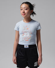 Jordan Girls Floral Short Sleeve T-shirt In Blue