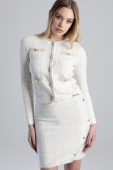 Sissyboy Womens Plaid Cream/Gold Knit Edge Jacket