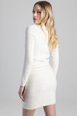 Sissyboy Womens Plaid Cream/Gold Knit Edge Jacket