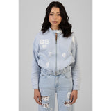 Sissy Boy Kiera Denim Bomber Jacket In Light Vintage