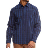 Jeep Mens Long Sleeves Yarndye Check Shirt Navy Multi