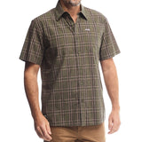 Jeep Mens Short Sleeves Yarndye Check Shirt Olive Multi