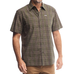 Jeep Mens Short Sleeves Yarndye Check Shirt Olive Multi