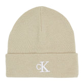 Calvin Klein Unisex Monogram Embroidered Beanie In Off White