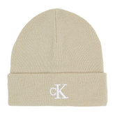Calvin Klein Unisex Monogram Embroidered Beanie In Off White