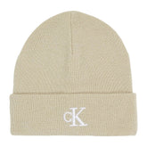 Calvin Klein Unisex Monogram Embroidered Beanie In Off White