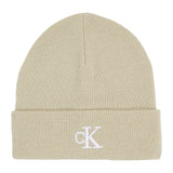 Calvin Klein Unisex Monogram Embroidered Beanie In Off White