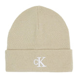 Calvin Klein Unisex Monogram Embroidered Beanie In Off White