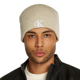 Calvin Klein Unisex Monogram Embroidered Beanie In Off White