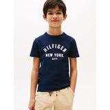Tommy Hilfiger Unisex Curved Graphic T-Shirt In Navy