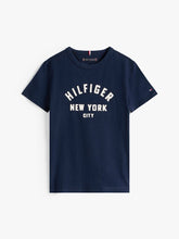 Tommy Hilfiger Unisex Curved Graphic T-Shirt In Navy