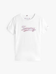 Tommy Hilfiger Girls Sequins Script T-Shirt In White