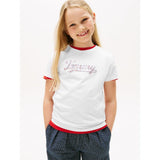 Tommy Hilfiger Girls Sequins Script T-Shirt In White