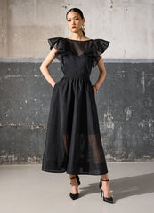 Karl Lagerfeld Ladies Flared Midi Skirt In Black