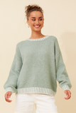 Stella Morgan Womens Crew Neck Melange Sweater In Sage