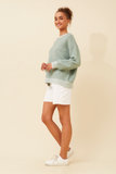 Stella Morgan Womens Crew Neck Melange Sweater In Sage