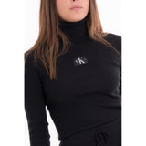 Calvin Klein Womens Badge Roll Neck Sweater In Black
