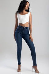 Sissyboy Ladies High Waist Sexy Curvy Fit Jeans In Dark Vintage