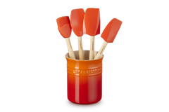 Le Creuset 1 Classic Crock With 4 Jewel Spatulas Flame