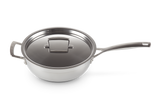 Le Creuset Triply Chefs Pan Non-stick With Lid In Silver