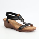 Savoy Womens Wedge Sandals In Black