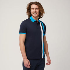 Harmont & Blaine Lrl382021148 Polo Shirt With Contrasting Ban Navy