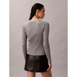 Calvin Klein Ladies Mouline Rib Cardigan In Grey