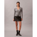 Calvin Klein Ladies Mouline Rib Cardigan In Grey