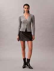 Calvin Klein Ladies Mouline Rib Cardigan In Grey