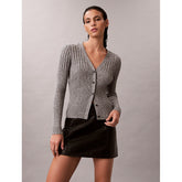 Calvin Klein Ladies Mouline Rib Cardigan In Grey