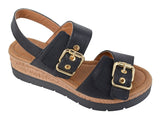 Savoy Womens Strap Wedge Sandals In Black