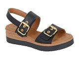 Savoy Womens Strap Wedge Sandals In Black