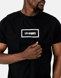 Les Hommes Mens Block Print T-Shirt In Black