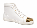 Louis Leeman High Top Sneaker With Capped Metal Boots In White