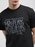 Replay Mens Regular T-shirt With Archival Print In Black