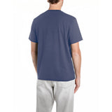Replay Mens Crew Neck T-Shirt With Lettering In Blue