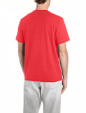 Replay Mens Crew Neck T-Shirt With Lettering Print In Red