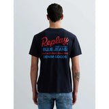Replay Mens Back Print Short Sleeve T-Shirt In Black Multi