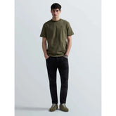 Replay Mens Cotton T-Shirt With R Embroidery In Mud