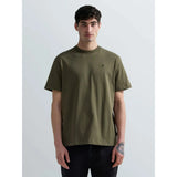 Replay Mens Cotton T-Shirt With R Embroidery In Mud