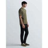 Replay Mens Cotton T-Shirt With R Embroidery In Mud