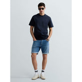 Replay Logo Embroidery T-Shirt In Dark Navy