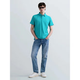 Replay Mens Pique Polo Short Sleeve With R Embroidery In Emerald