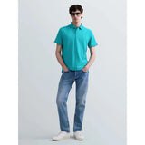 Replay Mens Pique Polo Short Sleeve With R Embroidery In Emerald