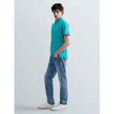Replay Mens Pique Polo Short Sleeve With R Embroidery In Emerald