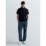 Replay Mens Pique Polo Short Sleeve With R Embroidery In Navy