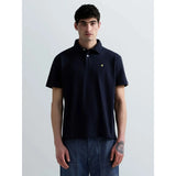 Replay Mens Pique Polo Short Sleeve With R Embroidery In Navy